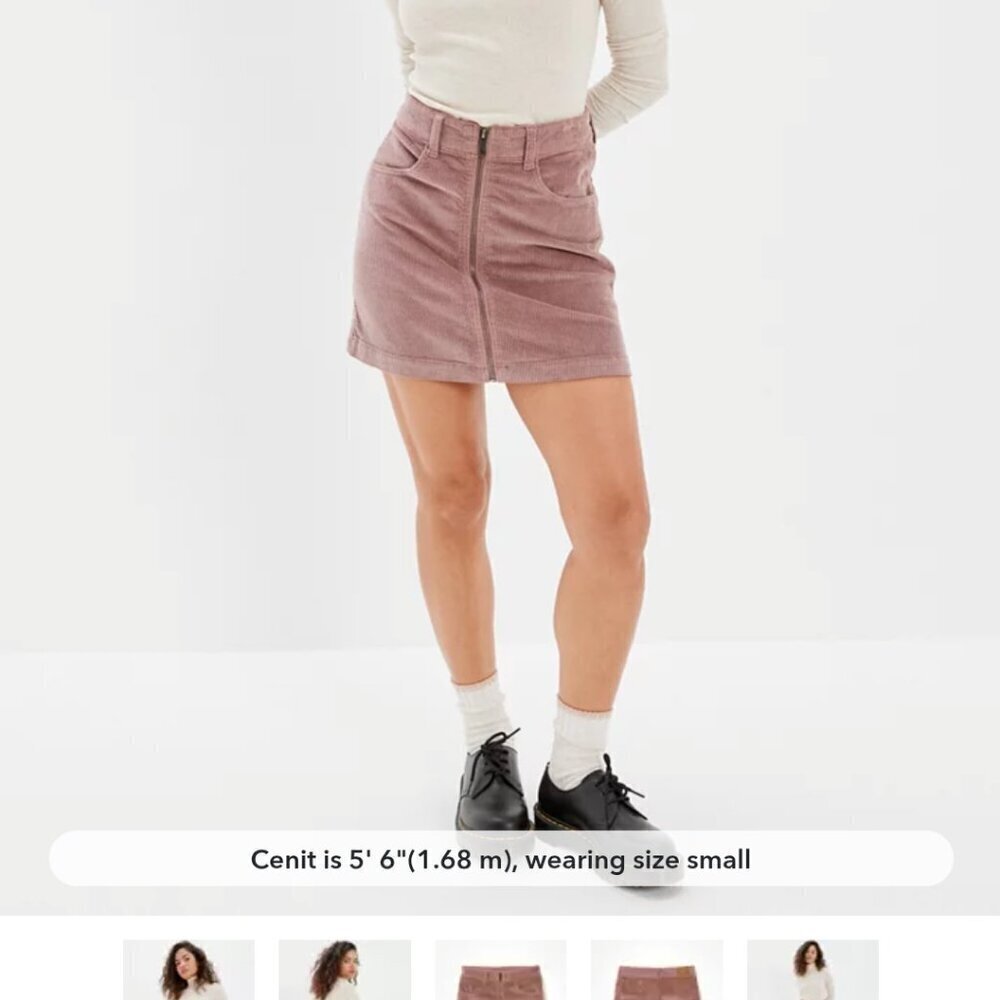 AMERICAN EAGLE Corduroy Skirt Super Hi-rise A-Line Super Stretch  Zip Up Skirt